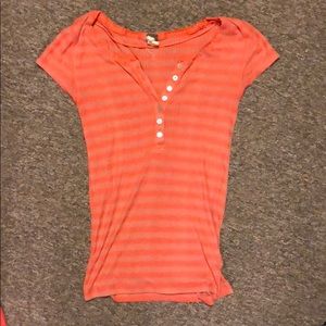 Orange Striped Free People TShirt